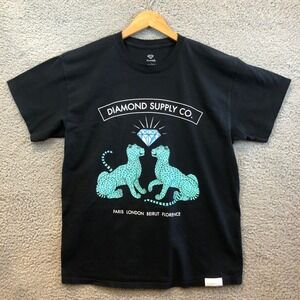 Diamond Supply Co Mens Black Cheetah Diamond Graphic T-Shirt Size L Streetwear